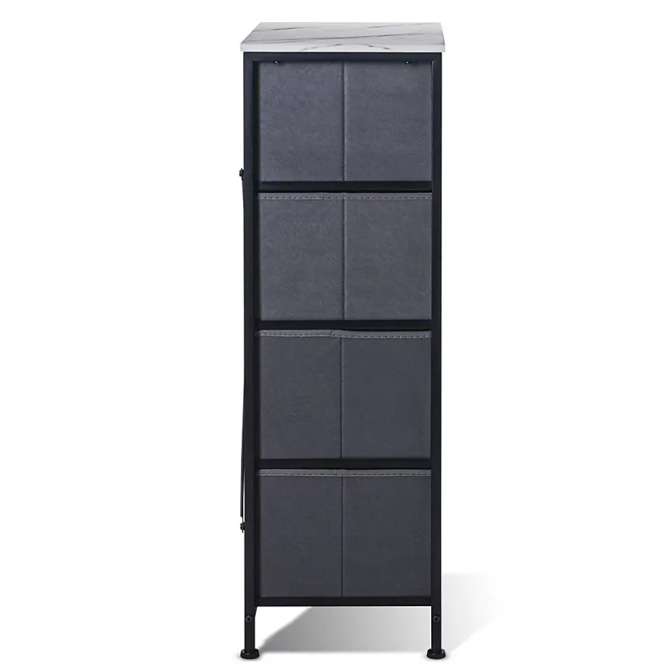 Commode Apollonia Frankystar 4 tiroirs façades marbre clair tiroirs tissu
