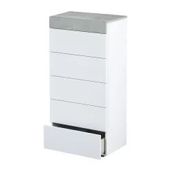 Commode Armo, commode 5 tiroirs, commode pour la chambre, commode moderne, 61x40h118 cm, blanc