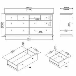 Commode Asiagela, Commode polyvalente, Commode de chambre, Meuble avec tiroirs, 183x49 h87 cm, Gris