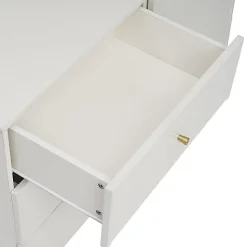 Commode avec 6 tiroirs - pieds dorés - en Panneaux de particules - Blanc