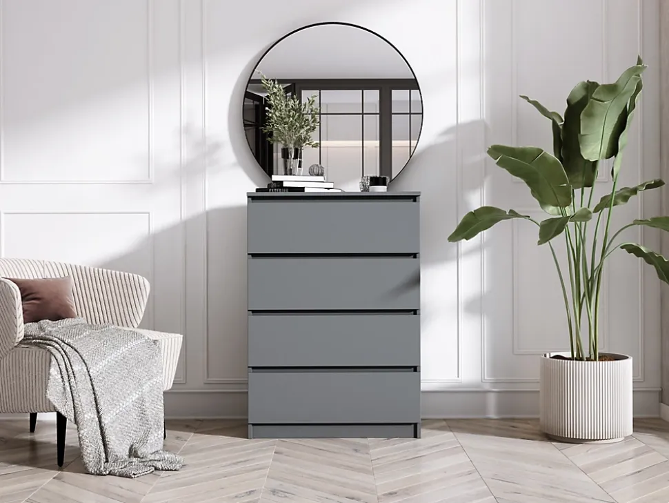 Commode Avec 4 Tiroirs Anthracite, 70 X 39 X 101 Cm