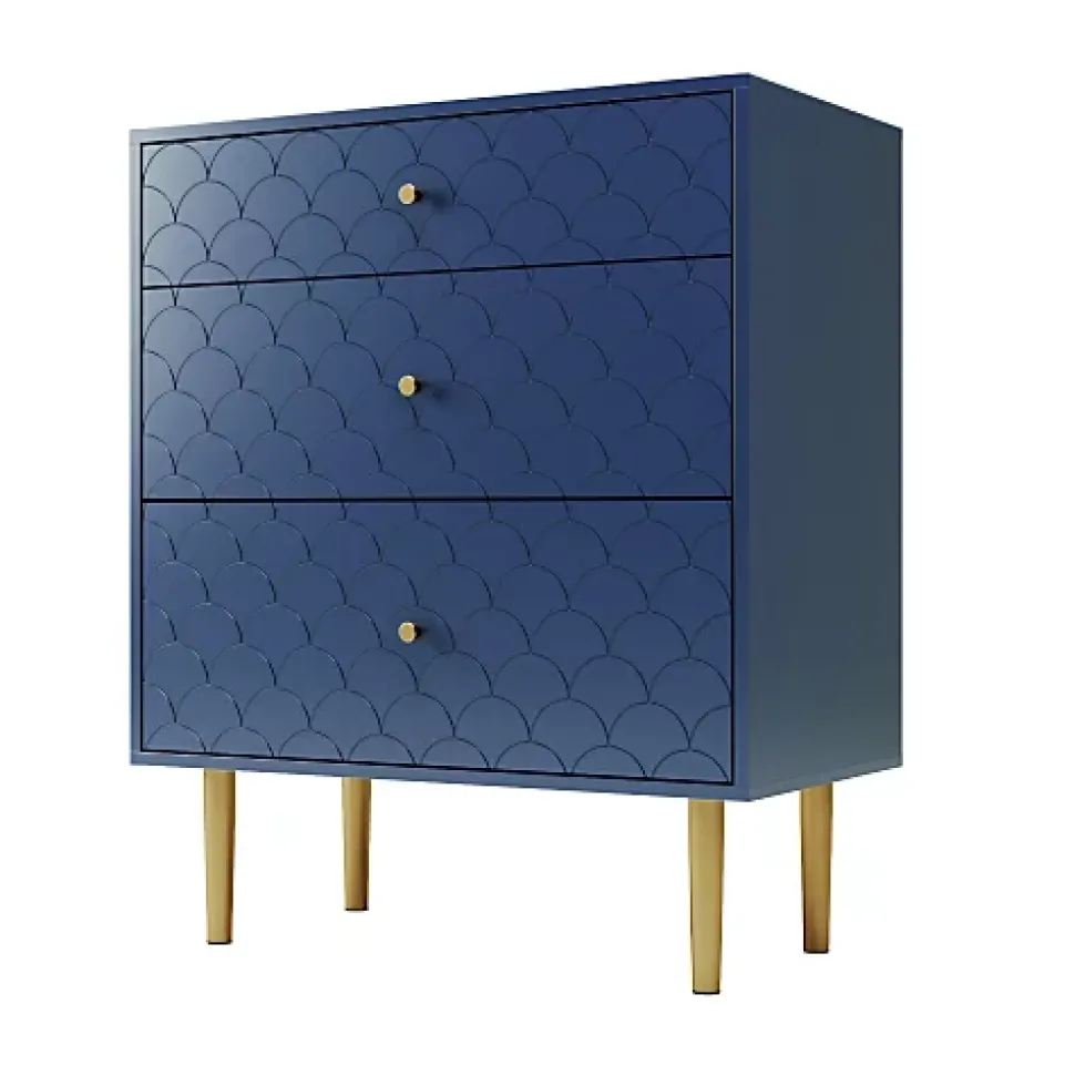 Commode avec ragement pour chambre - 3 tiroirs - bleu foncé