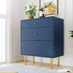 Commode avec ragement pour chambre - 3 tiroirs - bleu foncé
