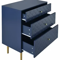 Commode avec ragement pour chambre - 3 tiroirs - bleu foncé