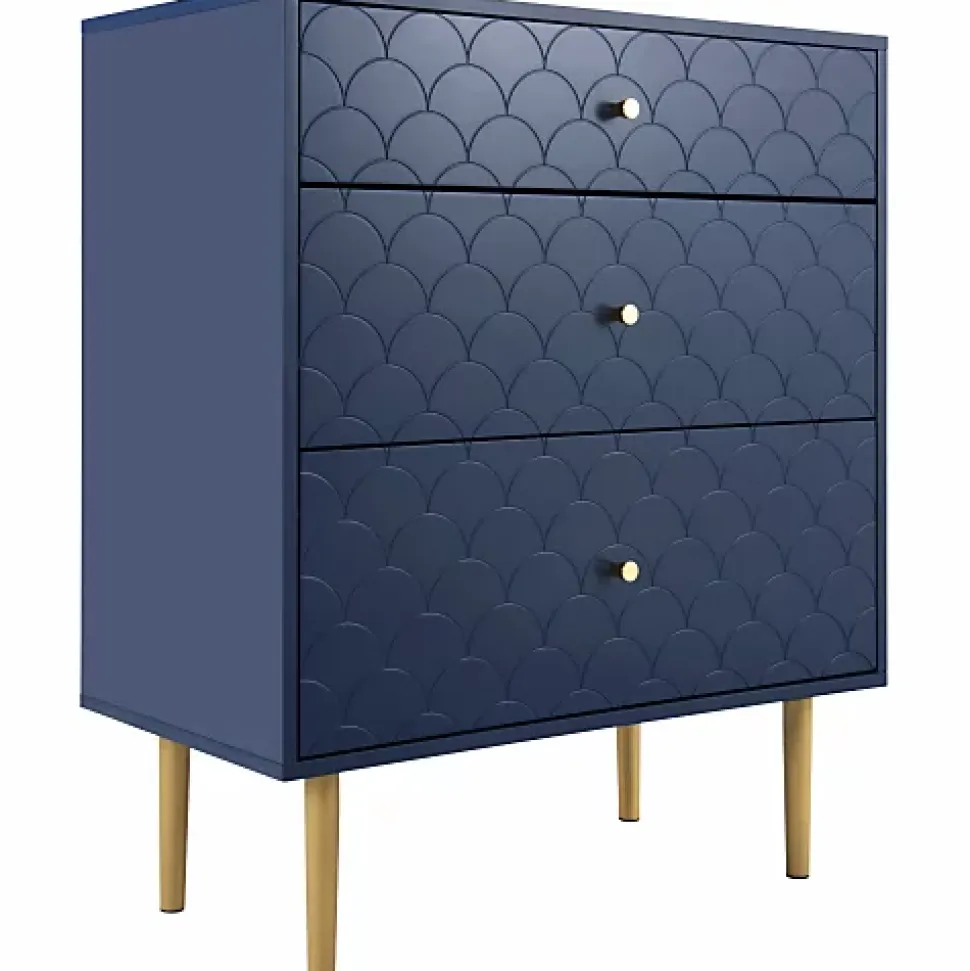 Commode avec ragement pour chambre - 3 tiroirs - bleu foncé
