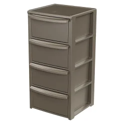 Commode basse 4 tiroirs 39 x 38.5 x H 80.5 cm Marron - Meuble de Rangement Chambre Bureau Buanderie Art Plast