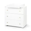 Commode Bébé Avec Plan à Langer Amovible Et 3 Tiroirs Blanc / Pin