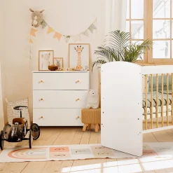 Commode Bébé Avec Plan à Langer Amovible Et 3 Tiroirs Blanc / Pin