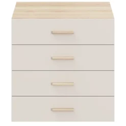 Commode beige cachemire et effet chêne avec 4 tiroirs GoodHome Atomia H. 75 x L. 75 x P. 58 cm