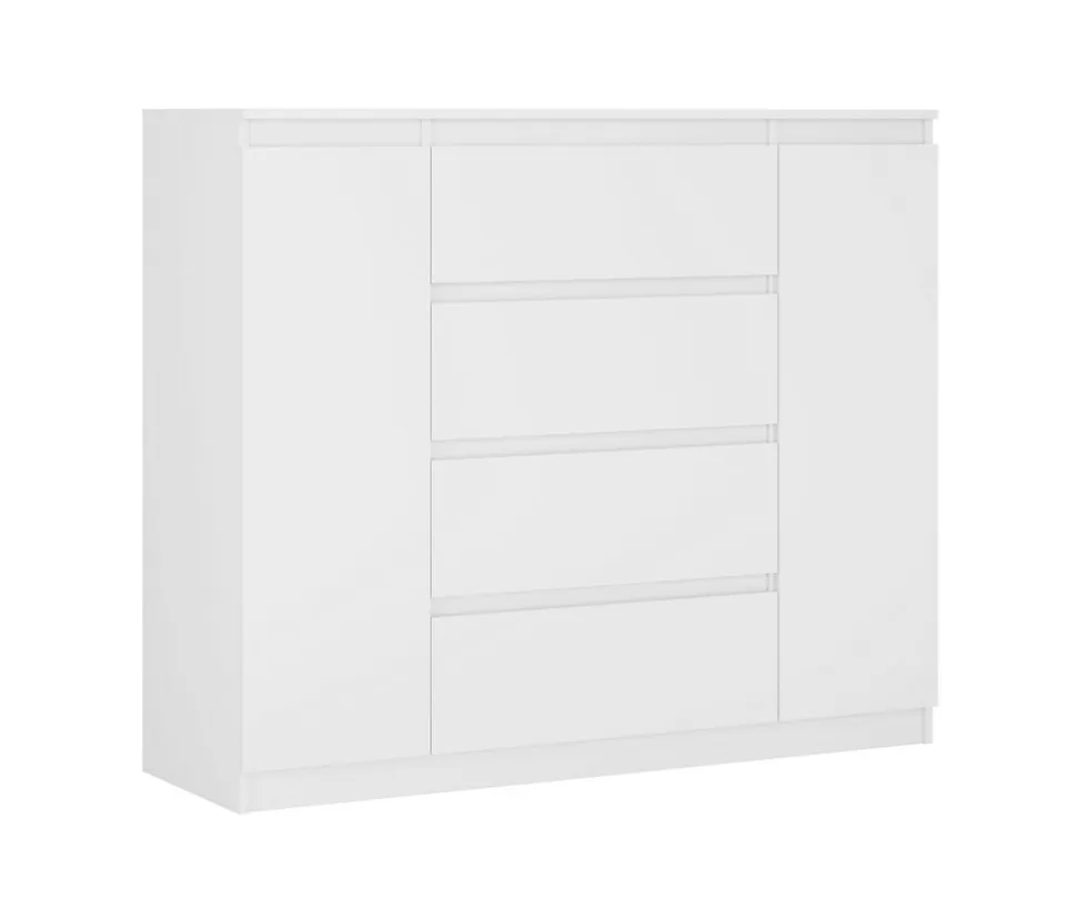 Commode, blanc, 120 x 39 x 101 cm, 2 Portes, 4 Tiroirs, 2 Portes, 4 Tiroirs