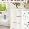 Commode Blanche 6 Tiroirs, Meuble de Rangement, avec Pieds en Métal Doré, en Bois d'Ingénierie, pour Salon,100x40x75cm