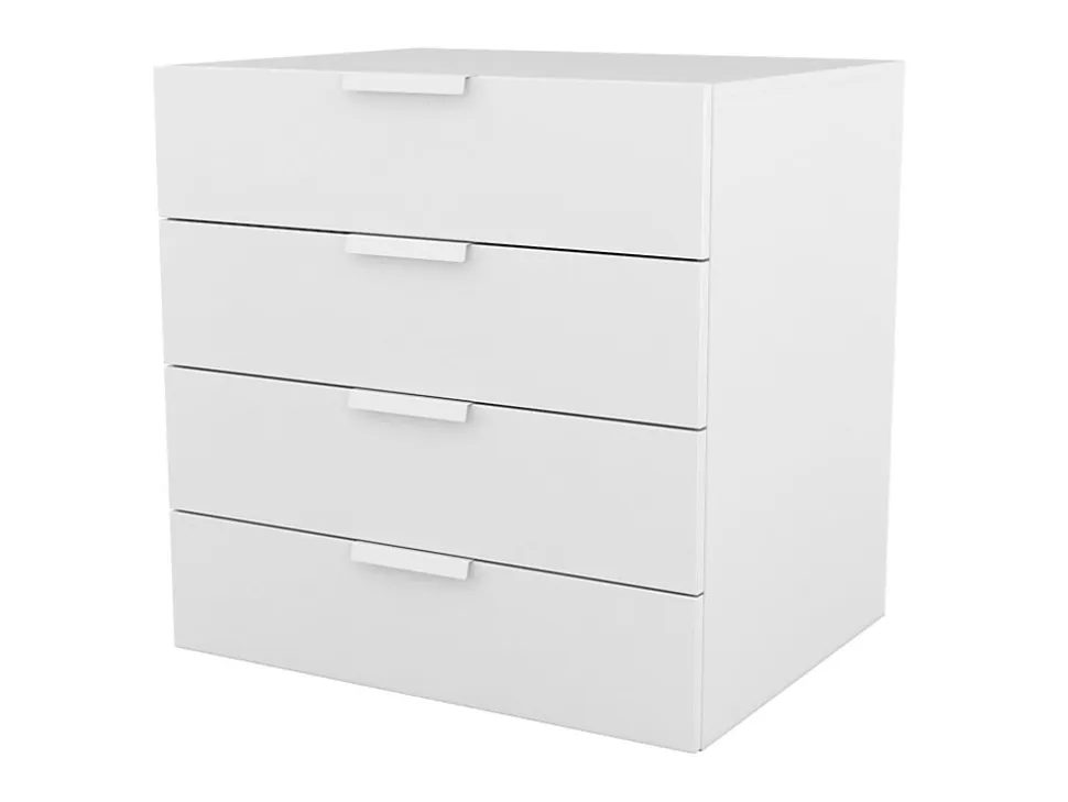 Commode blanche 4 tiroirs GoodHome Atomia H. 75 x L. 75 x P. 58 cm