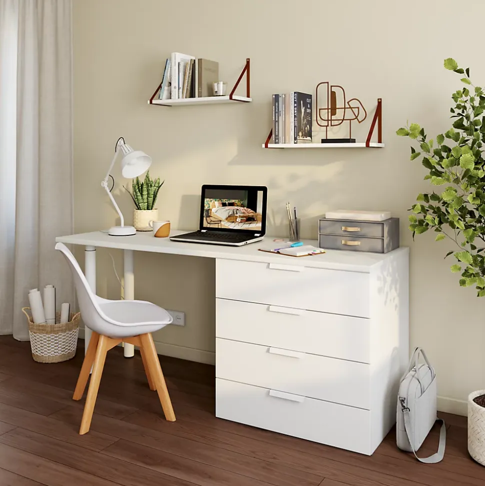 Commode blanche 4 tiroirs GoodHome Atomia H. 75 x L. 75 x P. 58 cm