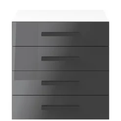 Commode blanche et anthracite brillant 4 tiroirs GoodHome Atomia H. 75 x L. 75 x P. 47 cm