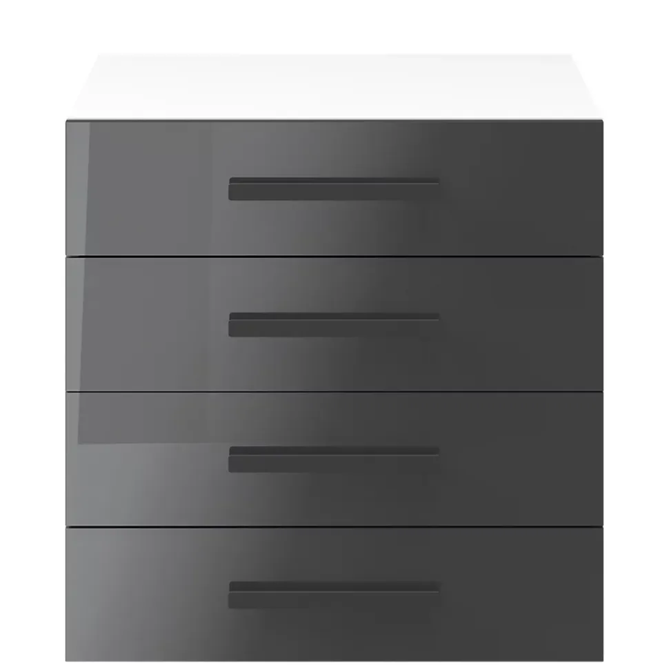 Commode blanche et anthracite brillant 4 tiroirs GoodHome Atomia H. 75 x L. 75 x P. 47 cm