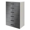 Commode blanche et anthracite brillant 6 tiroirs GoodHome Atomia H. 112,5 x L. 75 x P. 47 cm