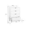 Commode blanche scandinave - Floki - chiffonnier avec pieds en bois de sapin. 4 tiroirs. 60x40x90cm