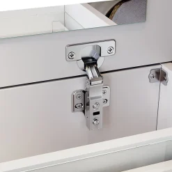 Commode Blanche SIRHONA L600xL450xH830mm Coiffeuse + Chaise + Miroir LED + Grand Rangement + Roulettes universelles
