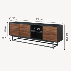 Commode Boxholm 160 x 30 x 57 cm noir effet noyer en.casa