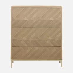 Commode Budapest. quatre tiroirs. décor chevrons L 80 x l 40 x H 95cm
