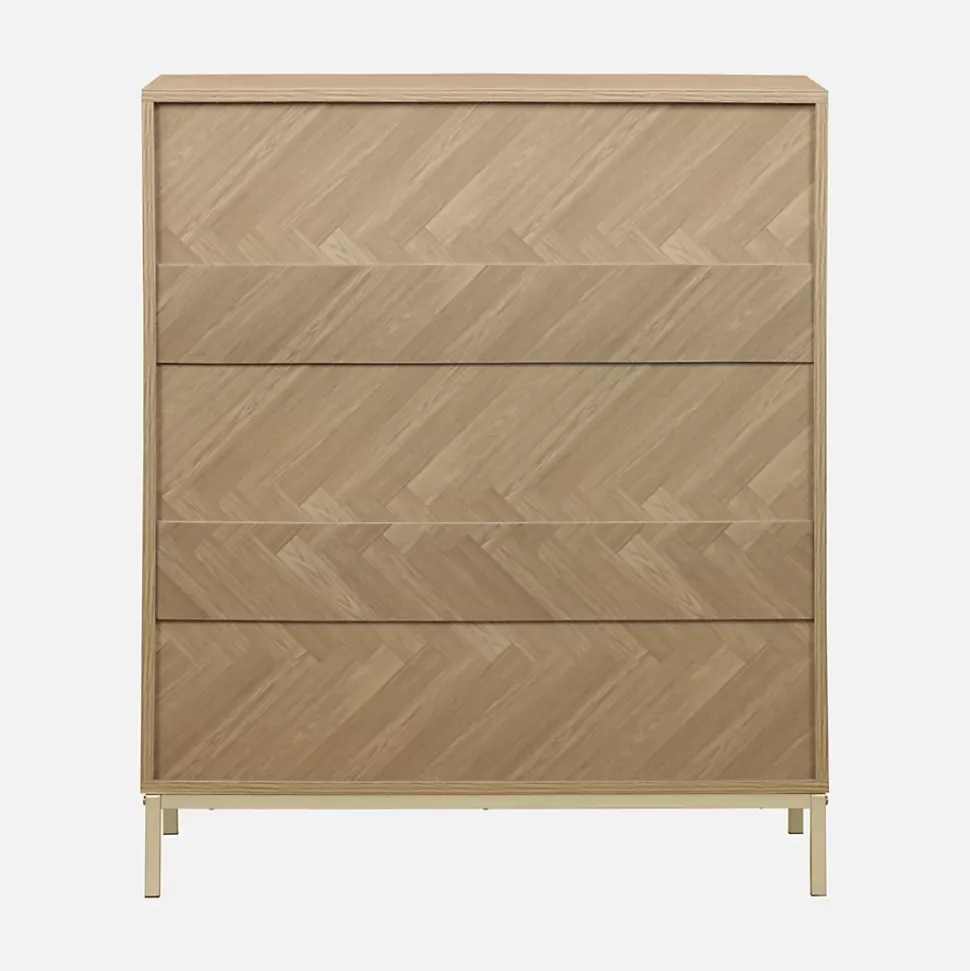 Commode Budapest. quatre tiroirs. décor chevrons L 80 x l 40 x H 95cm