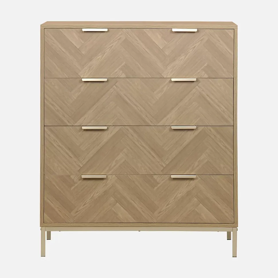 Commode Budapest. quatre tiroirs. décor chevrons L 80 x l 40 x H 95cm