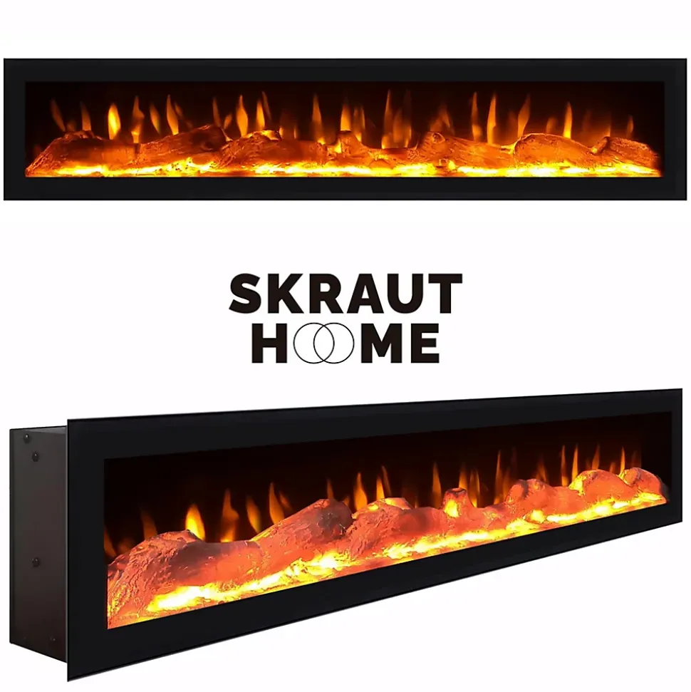 Commode buffet armoire 214x35x75cm feu led sans chaleur chêne