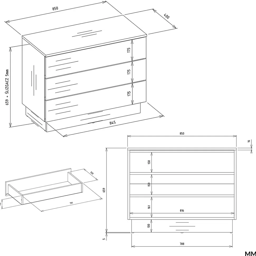 Commode, cachemire / beige, 85 x 66 x 40 cm