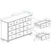 Commode chambre COLMAR L 117 cm 11 tiroirs en bois - Blanc