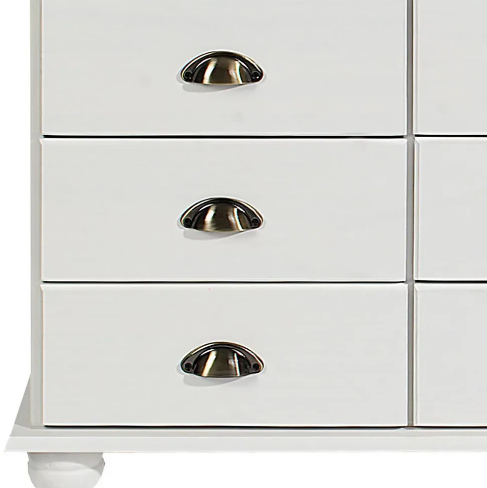 Commode chambre COLMAR L 117 cm 11 tiroirs en bois - Blanc
