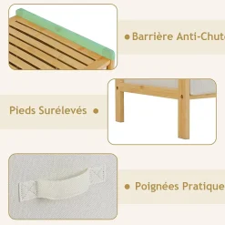 Commode Chambre en Tissu à 3 Niveaux, 66 x 35 x 78,5CM, Commode avec 6 Tiroirs Pliables, avec Dessus en Bambou à Lattes