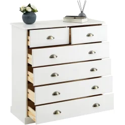 Commode chambre PARIS L 91 cm en bois massif - Blanc