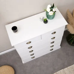 Commode chambre PARIS L 91 cm en bois massif - Blanc