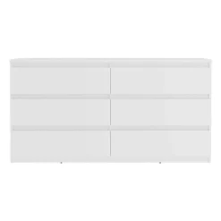 Commode CHELSEA 6 Tiroirs - Couleur blanc mat - L 154 x P 42,2 x H 79,9 cm
