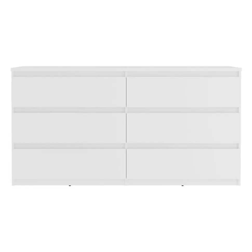 Commode CHELSEA 6 Tiroirs - Couleur blanc mat - L 154 x P 42,2 x H 79,9 cm