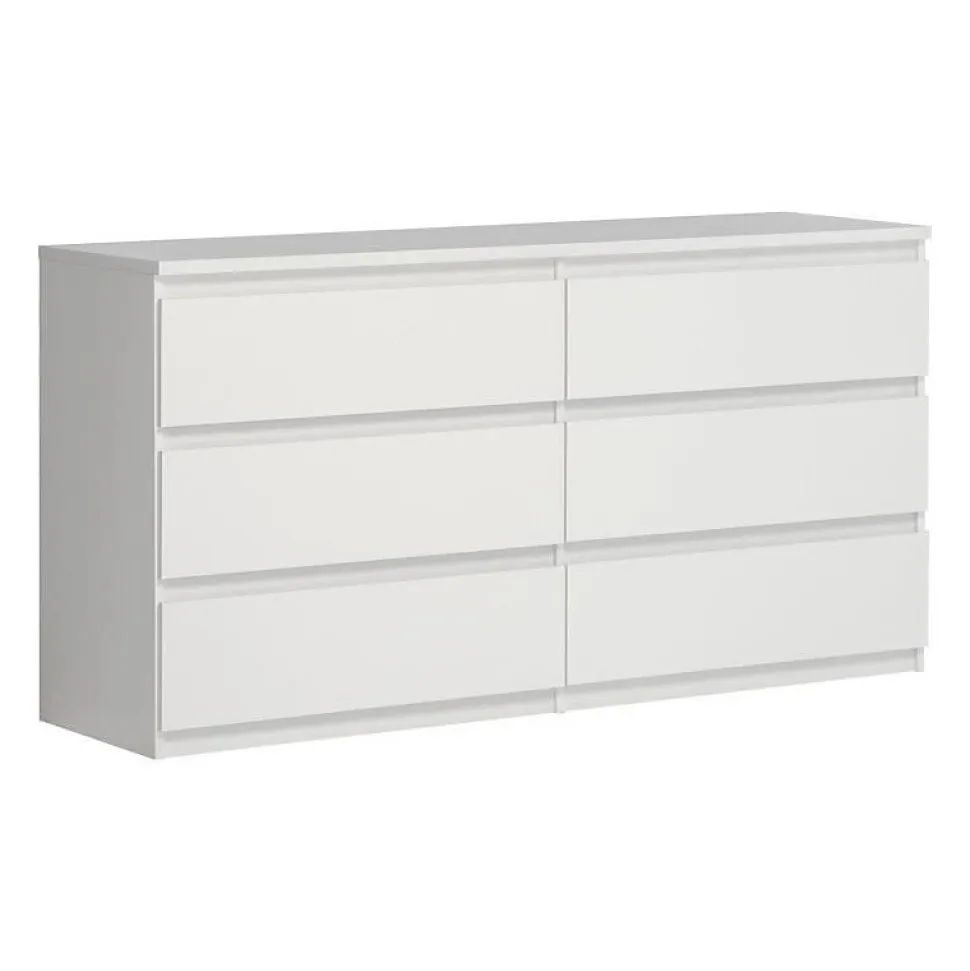 Commode CHELSEA 6 Tiroirs - Couleur blanc mat - L 154 x P 42,2 x H 79,9 cm