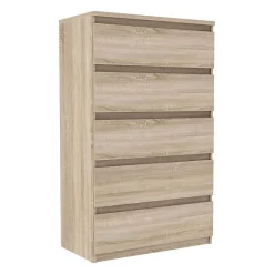 Commode CHELSEA 5 tiroirs - 77,2 cm - Décor chene sonoma