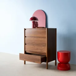 Commode décor bois 4 tiroirs noyer 80cm - 80 x 40 x 98 cm - Harmony