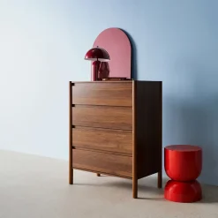 Commode décor bois 4 tiroirs noyer 80cm - 80 x 40 x 98 cm - Harmony