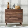 Commode décor bois de noyer. 3 tiroirs. pieds en pin massif