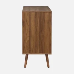 Commode décor bois de noyer. 3 tiroirs. pieds en pin massif