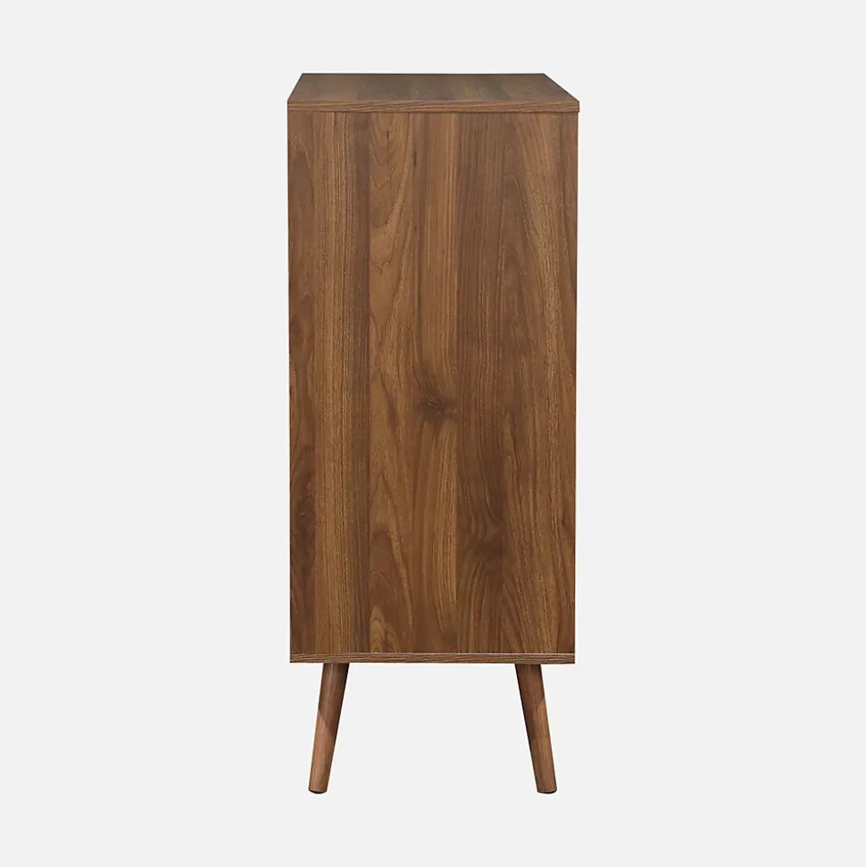 Commode décor bois de noyer. 4 tiroirs. pieds en pin massif