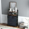 Commode de Rangement à 4 Tiroirs Tour de Rangement en Tissu avec 2 Étagères Ouvertes Cadre Métallique Robuste