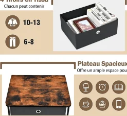 Commode de Rangement 4 Tiroirs Meuble de Rangement avec Tiroirs en Tissu Cadre Métallique Robuste Tiroirs Amovibles Noir