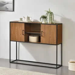 Commode Design Motala 90 x 109 x 30 cm Effet Bois Foncé Noir en.casa