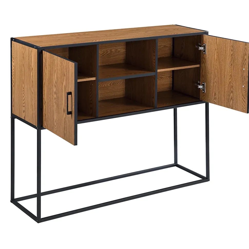 Commode Design Motala 90 x 109 x 30 cm Effet Bois Foncé Noir en.casa