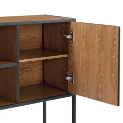 Commode Design Motala 90 x 109 x 30 cm Effet Bois Foncé Noir en.casa