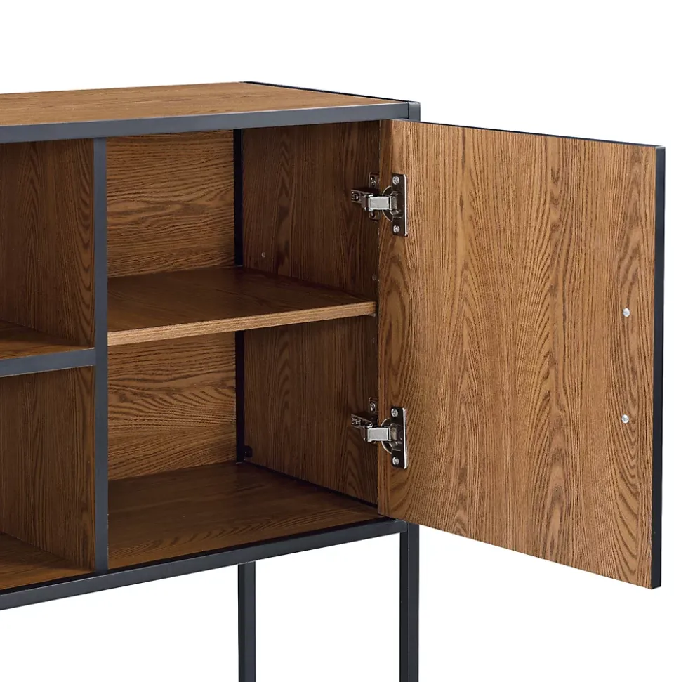 Commode Design Motala 90 x 109 x 30 cm Effet Bois Foncé Noir en.casa