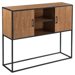 Commode Design Motala 90 x 109 x 30 cm Effet Bois Foncé Noir en.casa