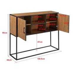 Commode Design Motala 90 x 109 x 30 cm Effet Bois Foncé Noir en.casa